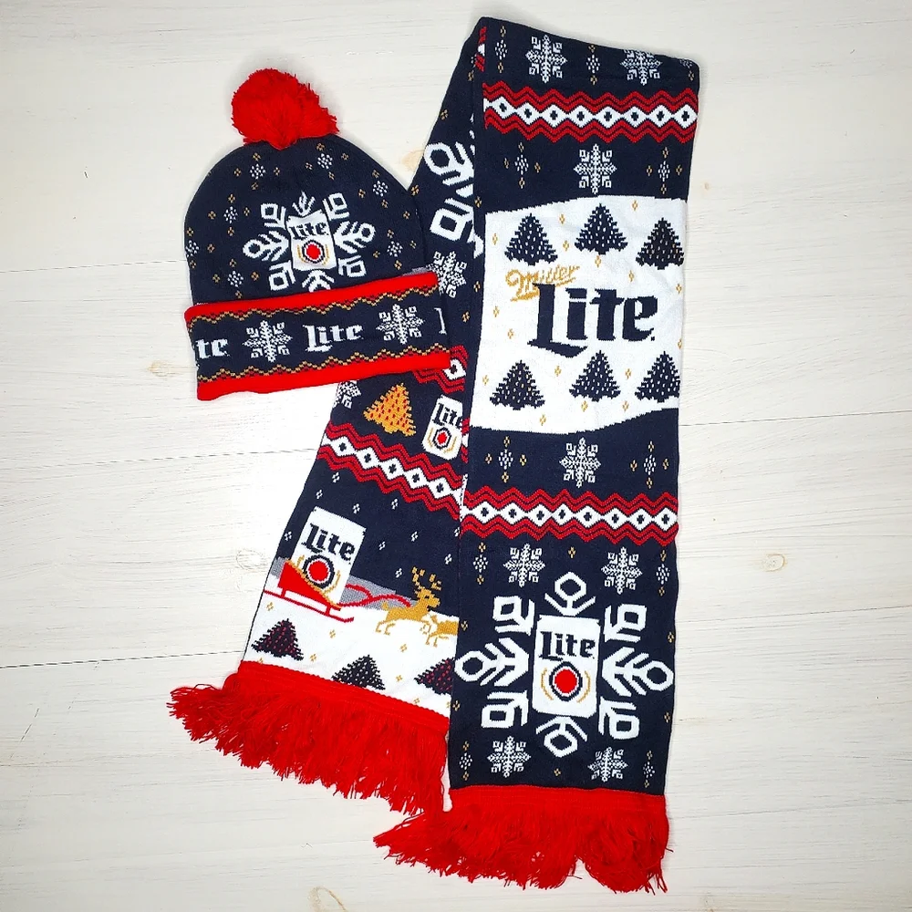 32) MILLER LITE Super Soft Scarf & Beanie